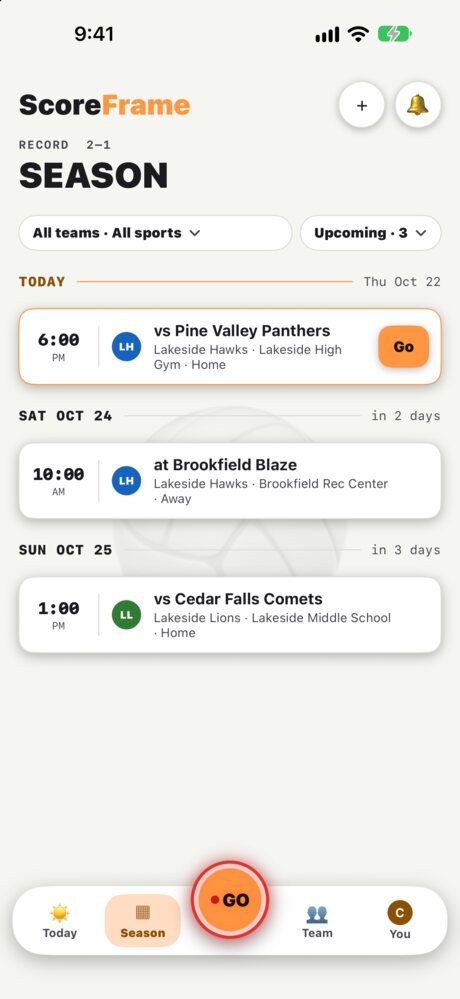 Season schedule